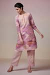 Buy_Dressfolk_Purple Linen Cotton Digital Printed Abstract Round Kurta And Pant Set _at_Aza_Fashions