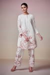 Buy_Dressfolk_Ivory Linen Cotton Digital Printed Floral Round Crimson Petal Kurta And Pant Set_at_Aza_Fashions