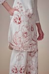 Dressfolk_Ivory Linen Cotton Digital Printed Floral Round Crimson Petal Kurta And Pant Set_Online_at_Aza_Fashions