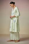 Dressfolk_Green 100% Cotton Digital Printed Floral V Neck Ketki Kurta And Pant Set_at_Aza_Fashions