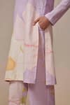 Shop_Dressfolk_Purple Linen Cotton Digital Printed Floral V Neck Love Kurta And Pant Set_Online_at_Aza_Fashions