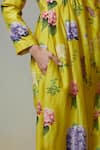 Shop_Dressfolk_Yellow Chanderi Digital Printed Floral V Neck Lemon Bloom Kurta And Pant Set_Online_at_Aza_Fashions