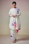 Buy_Dressfolk_Ivory Linen Cotton Digital Printed Floral Round Lily Lane Kurta And Pant Set _at_Aza_Fashions