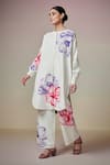 Dressfolk_Ivory Linen Cotton Digital Printed Floral Round Lily Lane Kurta And Pant Set _Online_at_Aza_Fashions