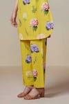 Shop_Dressfolk_Yellow Linen Cotton Digital Printed Floral Nasreen Kurta And Pant Co-ord Set _Online_at_Aza_Fashions