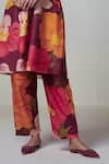 Buy_Dressfolk_Maroon Chanderi Digital Printed Floral V Neck Pahi Kurta And Pant Set _Online_at_Aza_Fashions