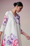 Shop_Dressfolk_Ivory Linen Cotton Digital Printed Floral V Neck Zainab Kurta And Pant Set _Online_at_Aza_Fashions