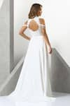 Eli Bitton_White Sequin (100% Polyester) Hand Embroidered Pearl High Neck Gown _Online_at_Aza_Fashions