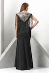 Shop_Eli Bitton_Black Sequin (100% Polyester) Hand Embroidered Beads Round Gown_at_Aza_Fashions