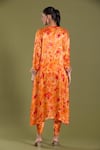 Amani_Orange Satin Silk Embellished Tie Dye V Neck Kurta And Tulip Pant Set _Online_at_Aza_Fashions