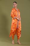 Buy_Amani_Orange Satin Silk Embellished Tie Dye V Neck Kurta And Tulip Pant Set 