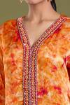 Shop_Amani_Orange Satin Silk Embellished Tie Dye V Neck Kurta And Tulip Pant Set _at_Aza_Fashions