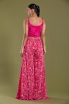 Shop_Amani_Pink Crepe Silk Printed Floral V Neck Kaftan Flared Pant Set _Online_at_Aza_Fashions