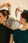 FOREVER NOOR_Silver Crystal Studs Solar Rivet Embellished Ball-shaped Bag _Online_at_Aza_Fashions