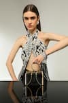 Buy_FOREVER NOOR_Black Rivets Celeste Embellished Clutch Bag_at_Aza_Fashions