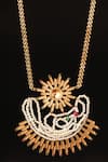 Shop_Suhani Pittie_Gold Plated Solar Beam Long Pendant Necklace _at_Aza_Fashions