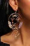 Buy_Suhani Pittie_Gold Plated Pearls Mystic Foliage Vine Hoop Earrings _at_Aza_Fashions