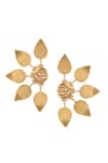 Shop_SUHANI PITTIE_Gold Plated Etched Rose Stud Earrings _at_Aza_Fashions