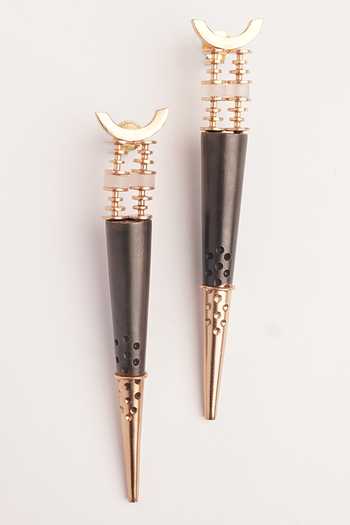 Shop_Suhani Pittie_Gold Plated Edge Of Night Spike Carved Earrings _at_Aza_Fashions