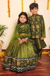 Buy_Pomcha Jaipur_Green , Silk, Net, Satin Gota Patti, Idika Floral Print Lehenga Set _Online_at_Aza_Fashions