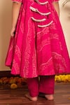 Buy_Pomcha Jaipur_Pink Cotton, Net Tassels Bhandhej Print Anarkali Pant Set _Online_at_Aza_Fashions