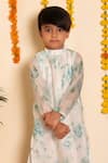 Pomcha Jaipur White Chanderi, Cotton Falak Floral Print Kurta With Pant Online at Aza Fashions Pomcha Jaipur_White Chanderi, Cotton Falak Floral Print Kurta With Pant _Online_at_Aza_Fashions