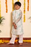 Pomcha Jaipur White Chanderi, Cotton Falak Floral Print Kurta With Pant at Aza Fashions Pomcha Jaipur_White Chanderi, Cotton Falak Floral Print Kurta With Pant _at_Aza_Fashions