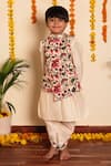 Buy_POMCHA JAIPUR_White Kurta And Dhoti Pant Cotton Silk Printed Garden Rose Bundi With Set_Online_at_Aza_Fashions