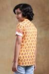 Shop_Pomcha Jaipur_Yellow Cotton Bachpan Mogra Hand Block Print Shirt _at_Aza_Fashions