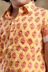 Buy_Pomcha Jaipur_Yellow Cotton Bachpan Mogra Hand Block Print Shirt _Online_at_Aza_Fashions