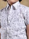 Buy_Pomcha Jaipur_Grey Cotton Embroidery Bachpan Moksha Hand Block Print Shirt _Online_at_Aza_Fashions