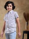 Shop_Pomcha Jaipur_Grey Cotton Embroidery Bachpan Moksha Hand Block Print Shirt _Online_at_Aza_Fashions
