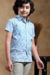 Pomcha Jaipur_Blue Cotton Bachpan Vistaar Block Print Shirt _Online_at_Aza_Fashions