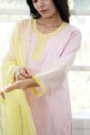 Buy_Nero India_Pink Cotton Dobby Embroidered Chikankari Round Paisley Kurta_Online_at_Aza_Fashions