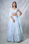 Buy_PANIHARI_Blue Organza Embroidered Sequin Sweetheart Geometric Lehenga Set_at_Aza_Fashions