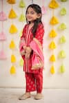 Buy_Tiny Colour Clothing_Red Kurta Chanderi Block Print Floral Hand Set _Online_at_Aza_Fashions