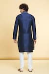 Shop_Arihant Rai Sinha_Blue Chanderi , Embroidery Straight Placket Kurta With Churidar _at_Aza_Fashions