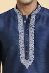 Buy_Arihant Rai Sinha_Blue Chanderi , Embroidery Straight Placket Kurta With Churidar 