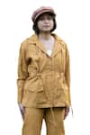 Buy_The Terra Tribe_Yellow Linen Twill Plain Collar Nelson Utility Solid Jacket 