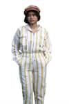 Buy_The Terra Tribe_Yellow Linen Twill Printed Stripe Hooded Neck Seoul Jacket _Online_at_Aza_Fashions