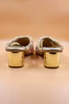Foot Fuel_Gold Sequins, Beads, Zari Lily Embellished Mules _Online_at_Aza_Fashions