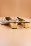 Buy_Foot Fuel_Gold Sequins, Beads, Zari Lily Embellished Mules _Online_at_Aza_Fashions