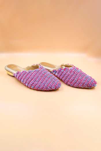 Buy_Foot Fuel_Pink Zari, Sequins Addison Embellished Mules _at_Aza_Fashions