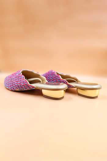 Shop_Foot Fuel_Pink Zari, Sequins Addison Embellished Mules _at_Aza_Fashions