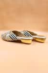 Shop_Foot Fuel_Gold Cut Work, Sequins, Beads, Zari Aubrey Embellished Mules _at_Aza_Fashions