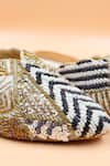 Foot Fuel_Gold Cut Work, Sequins, Beads, Zari Aubrey Embellished Mules _Online_at_Aza_Fashions