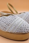 Foot Fuel_White Cut Work, Beads, Zari Embellished Mules _Online_at_Aza_Fashions