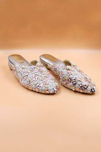 Buy_Foot Fuel_Multi Color Sequins, Beads, Zari Aaliyah Embellished Heels _at_Aza_Fashions