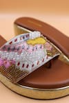 Foot Fuel_Gold Cut Work, Beads, Zari Quinn Embellished Wedges _Online_at_Aza_Fashions
