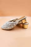 Foot Fuel_Gold Sequins, Pearls Sophia Cluster Embellished Mules _Online_at_Aza_Fashions